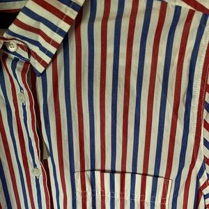 J.Crew blue&red Stripes button down top✨